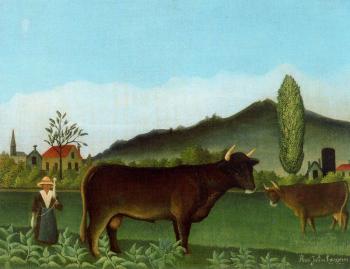 Henri Rousseau : Landscape with Cattle